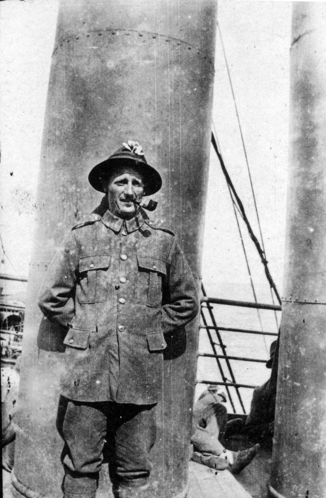 Albert Summers on a troopship, probably returning to New Zealand in 1919.